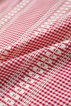 Western Pony Embroidered Gingham Puff Sleeve Blouse