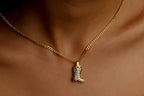 Cowgirl Cowboy Boot Pendant Necklace in 925 Sterling Silver