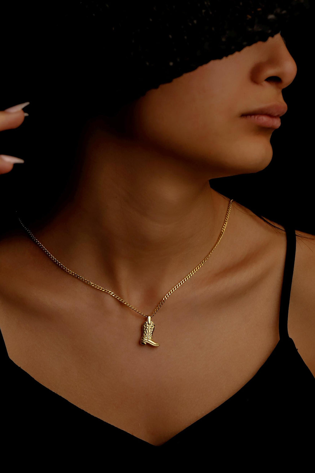 Cowgirl Cowboy Boot Pendant Necklace in 925 Sterling Silver