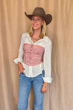 TICTOC "Jolene" Embroidered Western Corset Top — PU Vegan Leather Bandeau with Lace-Up Back (4 Colors)