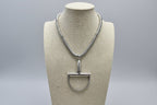 Western Silver Horse Bit Statement Necklace with Rhinestone Snake Chain — Bold Equestrian Jewelry